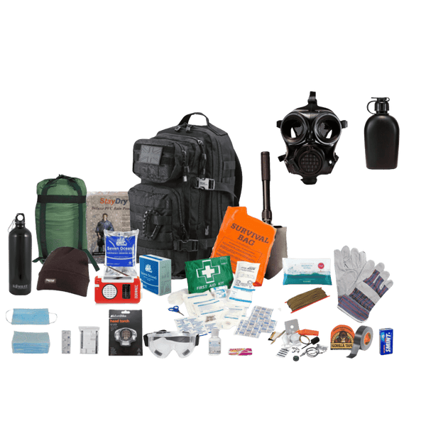 One Person 72hr Emergency Survival Grab Bag With CM-6M Tactical Gas Mask