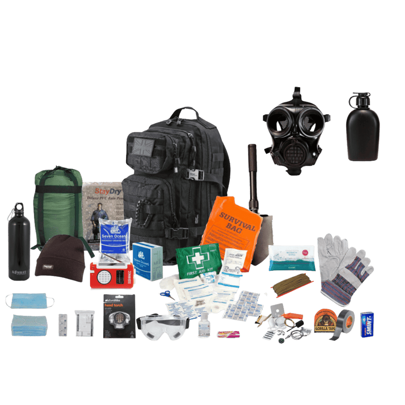 One Person 72hr Emergency Survival Grab Bag With CM-6M Tactical Gas Mask